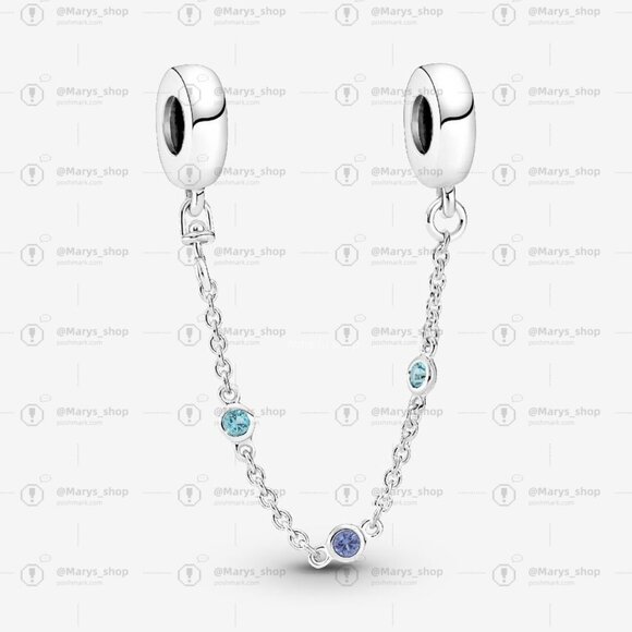 Pandora Triple Blue Stone Safety Chain - Picture 1 of 2